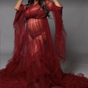 Ruffle burgundy dress